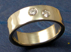 5mm Wide Flat Band 14kt white gold and 2 - .10ct diamond